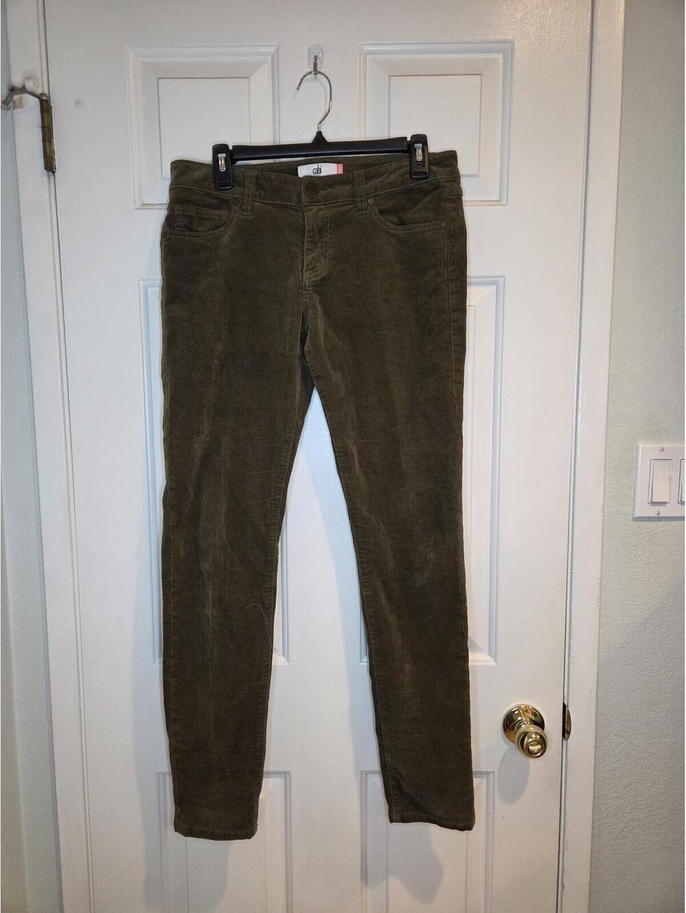 Cabi Jeans Olive Green Corduroy Skinny Pants Size 8